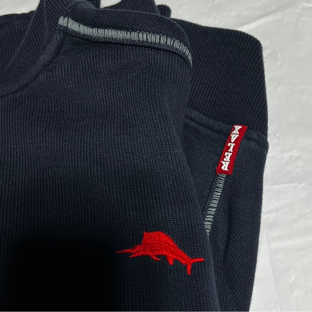 Tommy Bahama Relax Mens Dark Blue Quarter Zip Pullover Sweater Size M 100%cotton - Picture 6 of 11